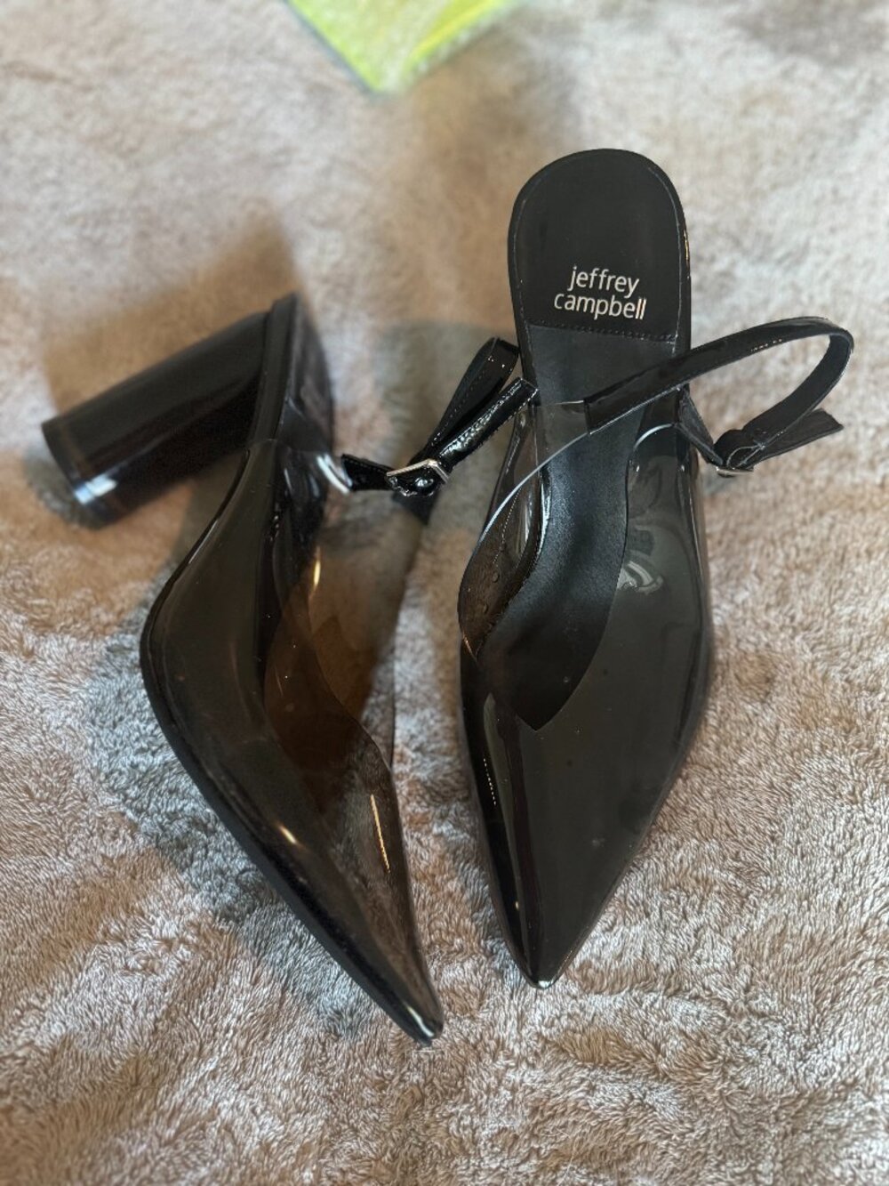 Jeffrey Campbell Trix heel in smoke vinyl combo, size 9